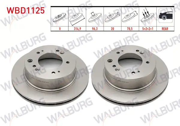 Fren Diski Arka Havalı 5 Bjn 315X20x96,2X78,5 Kia Sorento I (Jc) 2.5 CRDI 2002-2009 / Sorento I (Jc) 2.5 CRDI 2002-2009