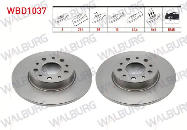 Fren Diski Arka Düz 5 Bjn 251X10x59x40,6 Fiat Egea 1.6 Mjt 2015-/ 500L 1.6 Mjt-0.9 / 1.4 2012-/ Egea Hb 1.6 D 2020-/ Egea Cross 1.6 2020-
