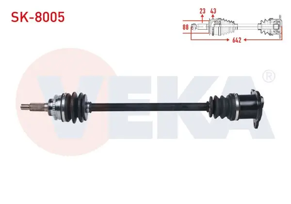 Komple Aks Sol Arka Suzuki Swift III (Mz,Ez) 1.3İ 4X4 ABS li 43 Dıs Uzunluk 642 2005-2010
