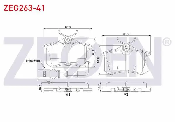 Fren Balata Arka Fişli VW Polo (9N_) 1.6İ 16V 2001-2012 / 1.4 TDI 2001-2012 / 1.4İ 16V 2001-2012 / 1.9 TDI 2001-2012 / A3 (8P1) 1.6 2003-2012 / 1.8 T 2003-2012 / A1 (8X1) 1.4 TFSI 2010 -