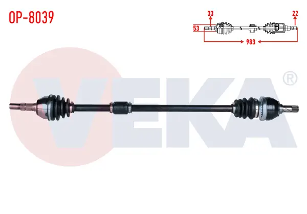 Komple Aks Sağ On Uzunluk 983mm Opel Astra J 1.4, 1.6 M-T 2009-2016