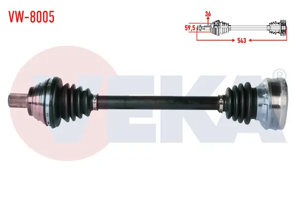 Komple Aks Sol Ön Volkswagen Golf V (1K1) 1.6İ Uzunluk 543mm 2003-2009