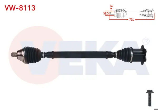 Komple Aks Sağ On Uzunluk 774mm Volkswagen Passat (3G2) 2.0 TDI A-T 2014-/ Skoda Superb (3V3) 2.0 TDI A-T 2015 -
