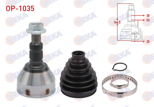 Aks Kafası Sol-Sağ On Dıs Opel Vectra C 1.6 16V 30X25x53 Uzunluk mm 166 2002-2008