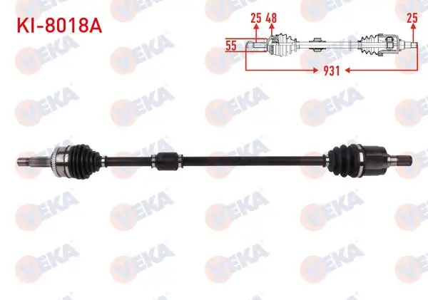 Komple Aks Sağ On ABS li 48 Dıs Uzunluk 931mm Kia Rio III (Ub) 1.2 Cvvt 2014-2017