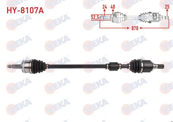 Komple Aks Sağ On ABS li 48 Dıs Uzunluk 870mm Hyundai i10 (Pa) 1.2İ A-T 2008-2013