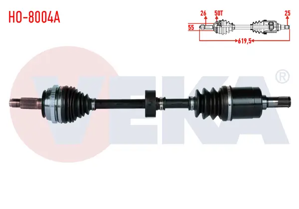Komple Aks Sağ On ABS li 50 Dıs Uzunluk 619,5mm Honda Civic VI 1.4İ A-T / M-T 1995-2001