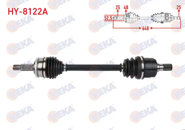 Komple Aks Sol Ön Uzunluk 648mm ABS li 48 Dıs Hyundai i10 1.0 M-T 2013 -