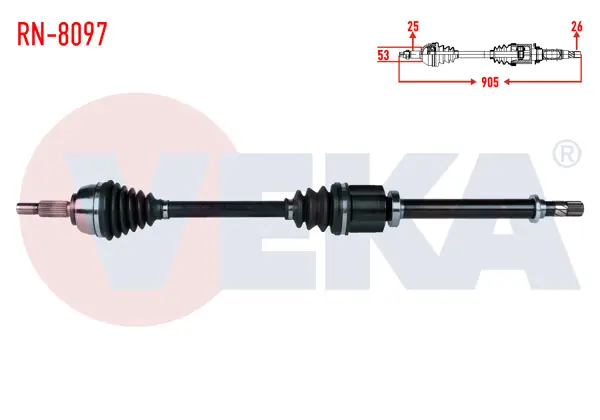 Komple Aks Sağ On Renault Megane II (Bm0 / 1,Cm0 / 1) 1.5 DCI M-T 6 Vites Uzunluk 905mm 2002-2008