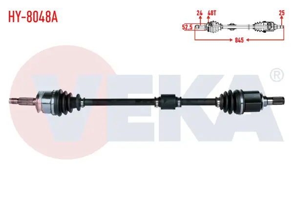 Komple Aks Sağ On Hyundai i10 (Pa) 1.1İ 12V M-T ABS li 48 Dıs Uzunluk 845mm 2008-2013