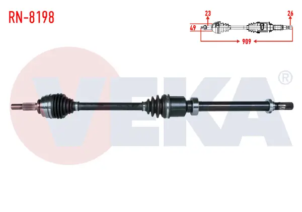 Komple Aks Sağ On Renault Clio IV 0.9 TCE Uzunluk 909mm 2012 -