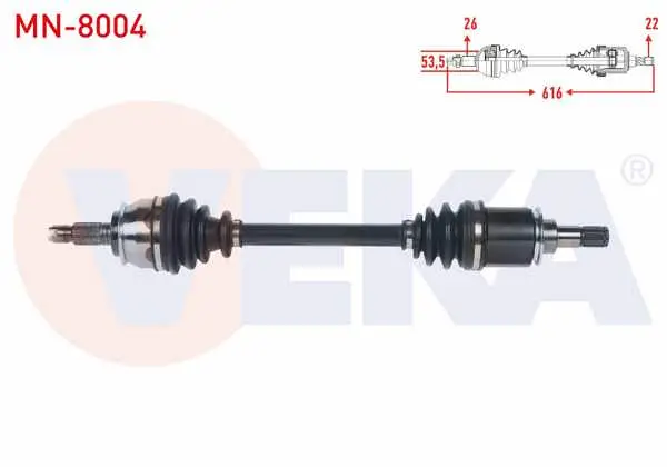 Komple Aks Sol Ön Mini Cooper (R50,R53) 1.6 M-T / Cooper One (R50,R53) 1.6 M-T Uzunluk 616mm 2001-2006