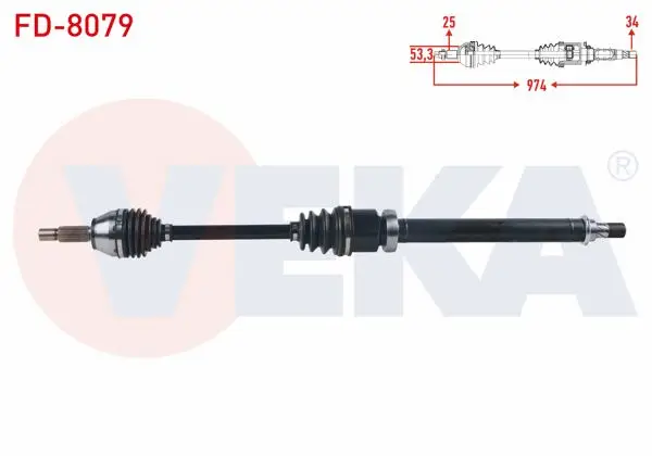 Komple Aks Sağ On Ford Fiesta VI 1.0-1.6 Ti A-T 2012-/ B-Max 1.6İ A-T Uzunluk 974mm 2012 -