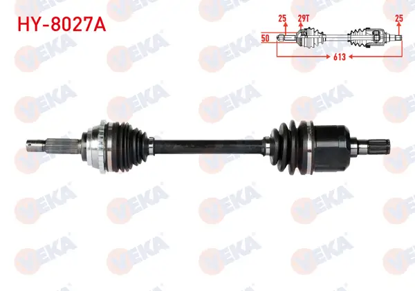 Komple Aks Sol Ön ABS li 29 Dıs Uzunluk 613mm Hyundai Accent Admıre 1.3-1.5-1.6 2003-2006 / Accent Mılenıum 1.3-1.5-1.6 2000-2003