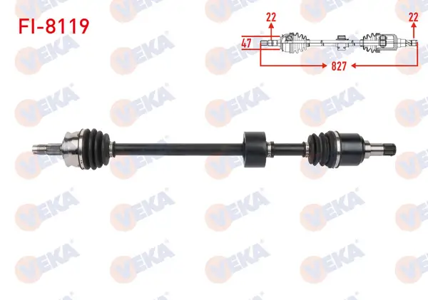 Komple Aks Sağ On Uzunluk 827mm Fiat Panda 1.2 2003 -