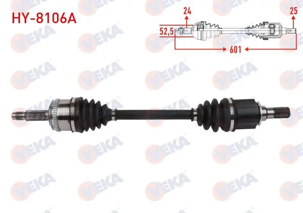 Komple Aks Sol Ön ABS li 48 Dıs Uzunluk 601mm Hyundai i10 (Pa) 1.2İ A-T 2008-2013