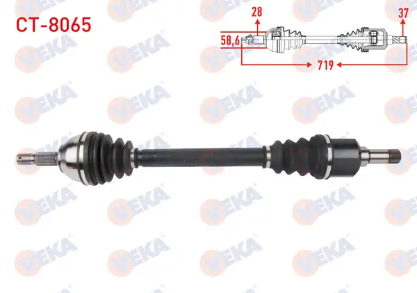 Komple Aks Sol Ön Uzunluk 719mm Citroen Jumpy Spacetourer 1.5 Bluehdı 2016-/ Peugeot Expert 1.5-1.6 Bluehdı 2016-/ Toyota Proace 1.5 D 2021 -