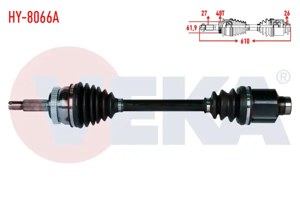 Komple Aks Sağ On Hyundai Tucson (Jm) 2.0 CRDI ABS li 48 Dıs A-T Uzunluk 610mm 2004-2010