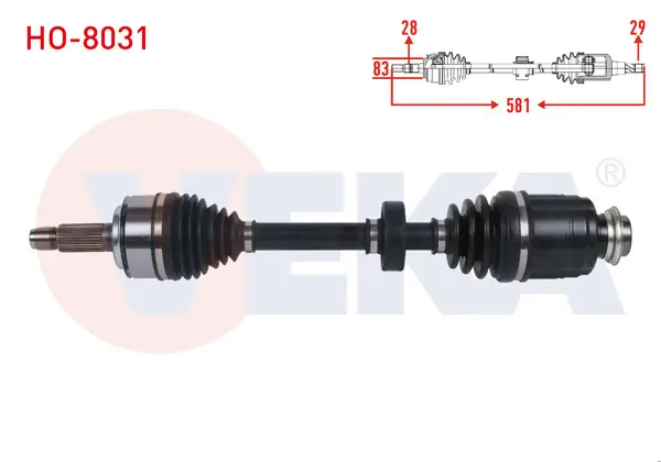 Komple Aks Sağ On Uzunluk 581mm Honda Civic Ix (Fc5) 1.6 İ-Dtec M-T 2013-2016 / Civic X (Fc8) 1.6 İ-Dtec M-T 2017-2021