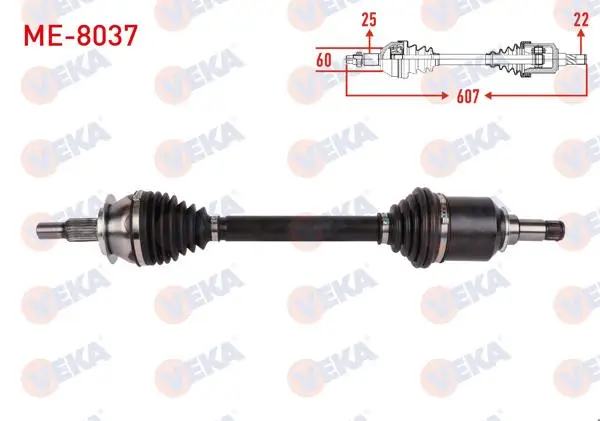 Komple Aks Sol Ön Uzunluk 607mm Mercedes A Serisi (W169) M-T 2004-2012 / B Serisi (W245) M-T 2005-2011