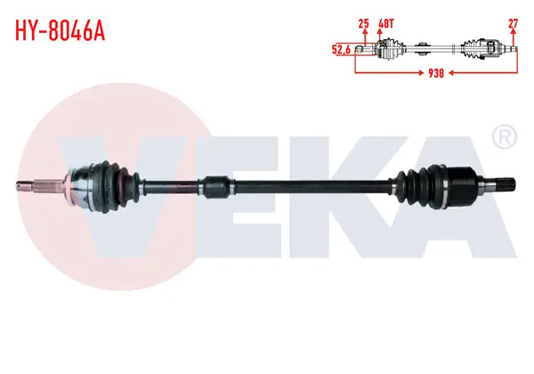 Komple Aks Sağ On Hyundai i20 (Pb, Pbt) 1.4 CRDI M-T ABS li 48 Dıs Uzunluk 938mm 2008-2015