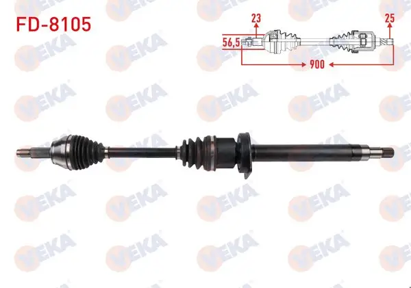 Komple Aks Sağ On Uzunluk 900mm Ford Fiesta IV 1.25İ 1.4 16V M-T 1995-2002
