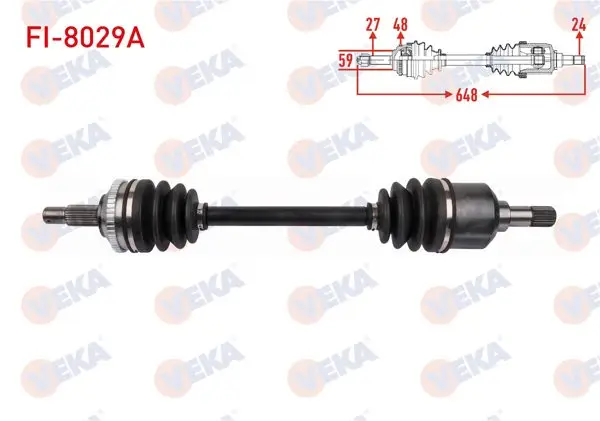 Komple Aks Sol Ön ABS li 48 Dıs Uzunluk 648mm Fiat Scudo 1.9 D 1996-2006 / Citroen Jumpy 1.9 D 1994-2007 / Peugeot Expert 1.9 D 1996-2006