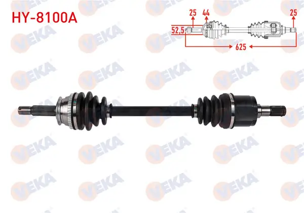 Komple Aks Sol Ön ABS li 44 Dıs Uzunluk 625mm Hyundai Accent II 1.3 A-T 2000-2005 / Accent Sedan 1.5 A-T 1994-2000
