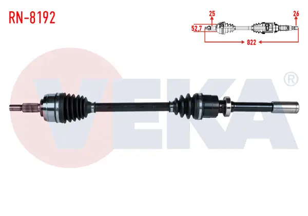 Komple Aks Sağ On Renault Fluence (L30) 1.6 16V A-T Uzunluk 822mm 2009 -
