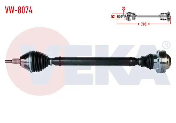 Komple Aks Sağ On Volkswagen Polo (6R,6C) 1.6 TDI A-T Uzunluk 785mm 2009 -