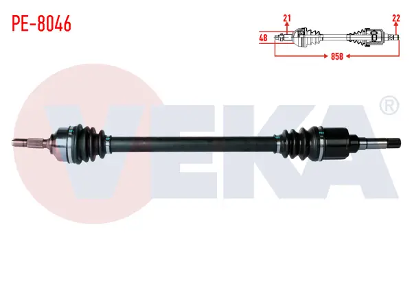 Komple Aks Sağ On Uzunluk 858mm Peugeot 207 (Wa,Wc) 1.4 HDI Ma Şanzıman M-T 2006-2012 / 208 1.2 2012 -