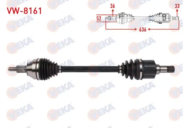 Komple Aks Sol Ön Uzunluk 636mm Volkswagen Polo VI 1.0 2017-/ Seat Ibiza V 1.0 2017 -