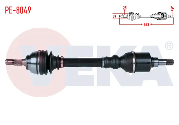 Komple Aks Sol Ön Peugeot 207 (Wa,Wc) 1.6 HDI Mc Şanzıman M-T Uzunluk 623mm 2006-2012