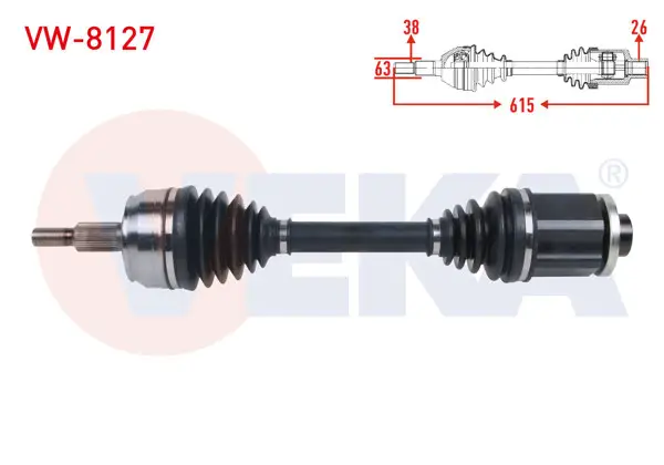 Komple Aks Sol Ön Uzunluk 615mm Volkswagen Transporter V (7Ha,7Hh,7Ea,7Eh) 2.5 TDI A-T 2003-2011