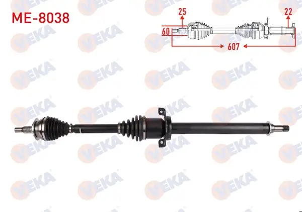 Komple Aks Sağ On Uzunluk 976mm Mercedes A Serisi (W169) M-T 2004-2012 / B Serisi (W245) M-T 2005-2011