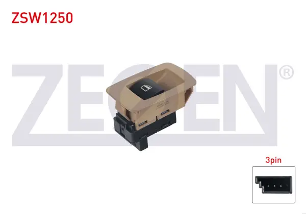 Cam Açma Anahtarı Tekli Bej 3 Pin BMW 3 Serisi (E90)-X3 (E83) 2005-2011 / X5 (E53) 2000-2007 / X6 (E71,E72) 2008 -