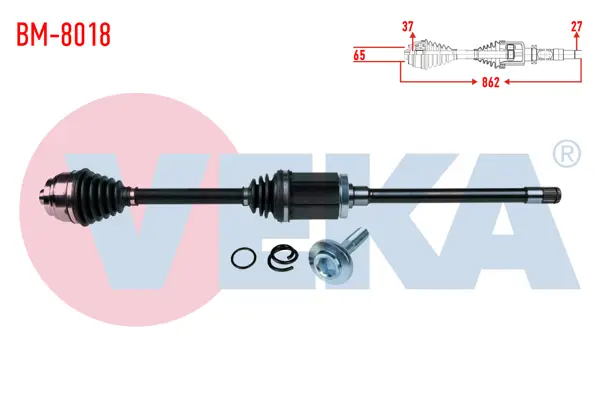 Komple Aks Sağ On BMW 5 Serisi (F10) 525 D X-Drıve A-T Uzunluk 862 mm 2010 -