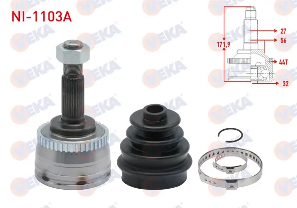 Aks Kafası Sol-Sağ On Dıs Nissan Primera (P11) 2.0İ 16V ABS li 44 Dıs 27X32x56 Uzunluk 171,9 mm 1996-2001