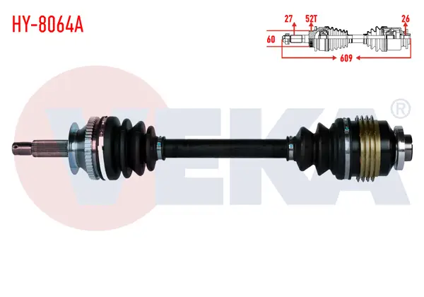 Komple Aks Sağ On Hyundai Santa Fe (Sm) 2.0 CRDI A-T 4X4 ABS li 52 Dıs Uzunluk 609mm 2001-2006