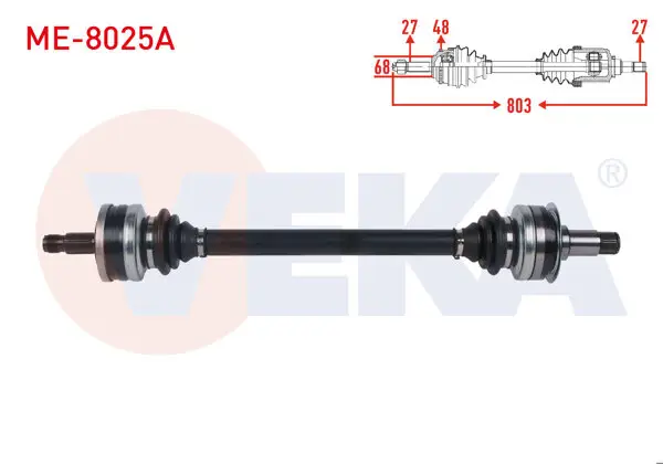Komple Aks Sol-Sağ Arka ABS li 48 Dıs Uzunluk 731mm Mercedes C Serisi (W203) C 180-C 200 CDI 2000-2006