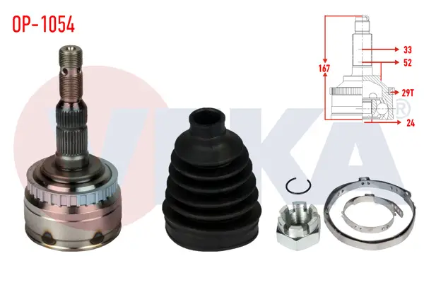 Aks Kafası Sol-Sağ On Dıs Opel Corsa C 1.7 CDTI ABS li 29 Dıs 33X24x52 Uzunluk 168 mm 2000-2006