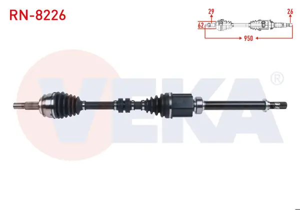 Komple Aks Sağ On Uzunluk 950mm Renault Kadjar 1.5 DCI M-T 2015-/ Nissan Qashqai II J11 1.5 DCI 2018 -
