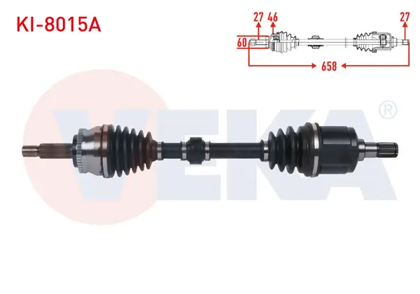 Komple Aks Sol Ön ABS li 47 Dıs Uzunluk 658mm Kia Soul I (Am) 1.6 CRDI M-T 2011-/ Ceed 1.6 CRDI M-T 2006-2012 / Pro Ceed 1.6 CRDI 1.6 M-T 2008-2013