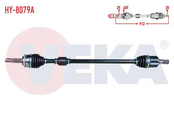 Komple Aks Sağ On Hyundai i20 (Gb) 1.2 ABS li 48 Dıs Uzunluk 912mm 2015 -