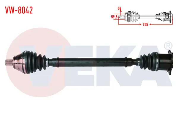 Komple Aks Sağ On Volkswagen Golf V (1K1) 2.0 TDI A-T Çift Kavrama 6 İleri Bma,Bmp Uzunluk 755mm 2003-2009