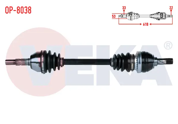 Komple Aks Sol Ön Uzunluk 618mm Opel Astra J 1.4, 1.6 M-T 2009-2016