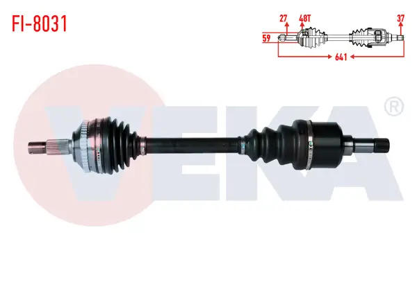 Komple Aks Sol Ön Fiat Scudo (220P) 1.9 TD ABS li 48 Dıs Uzunluk 641mm 1996-2006