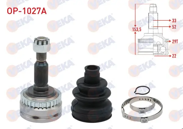 Aks Kafası Sol-Sağ On Dıs Opel Vectra B 1.6İ ABS li 29 Dıs 33X22x52 Uzunluk 153,5mm 1995-2003
