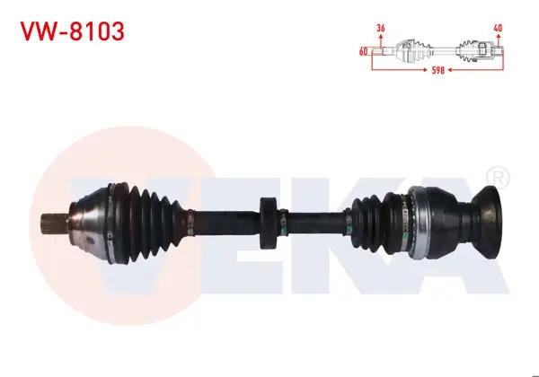 Komple Aks Sağ On Volkswagen Tiguan (5N_) 1.4 TSI 4Motion Uzunluk 598 mm 2007-2016