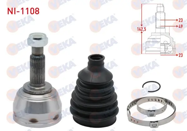 Aks Kafası Sol-Sağ On Dıs Nissan Micra (K12) 1.5 DCI M-T 23X23x49 Uzunluk 142,5mm 2003-2010